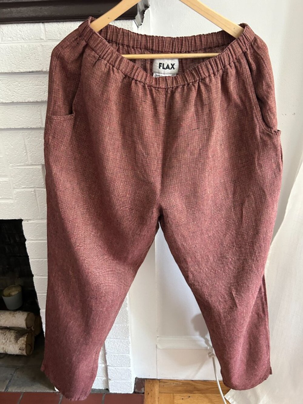Flax Linen Terracota Pants Size M (Oversize)